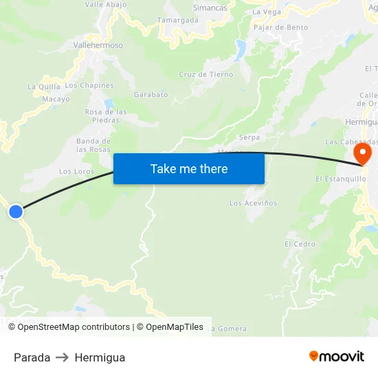 Parada to Hermigua map
