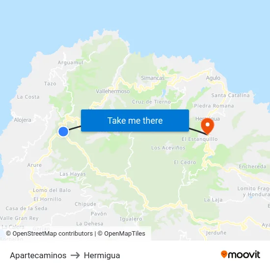 Apartecaminos to Hermigua map