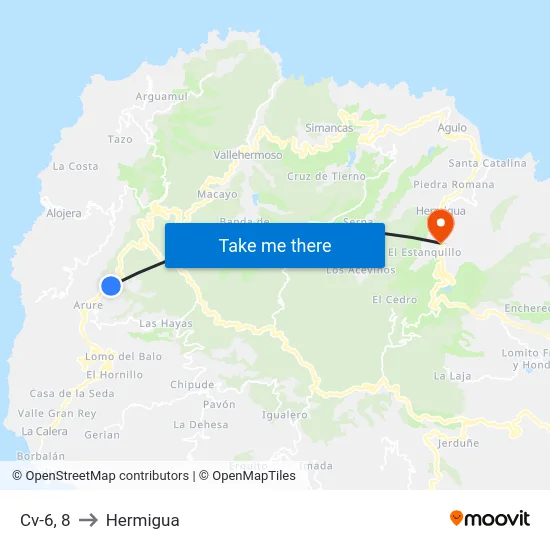Cv-6, 8 to Hermigua map