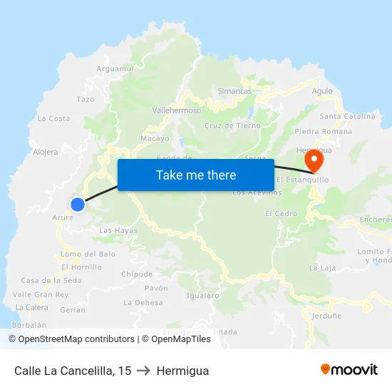 Calle La Cancelilla, 15 to Hermigua map