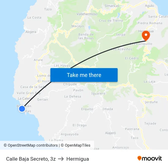 Calle Baja Secreto, 3z to Hermigua map