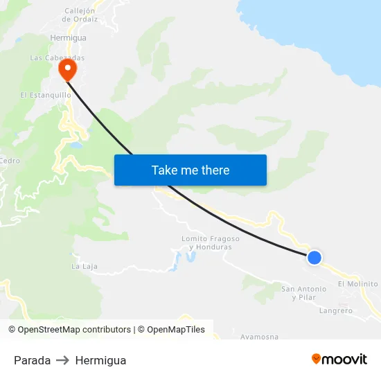 Parada to Hermigua map