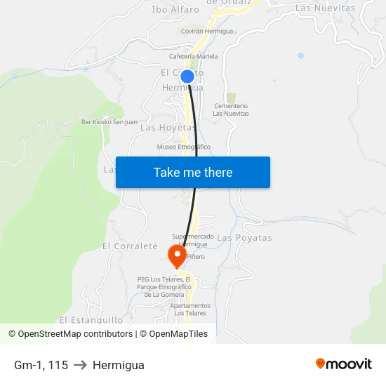 Gm-1, 115 to Hermigua map