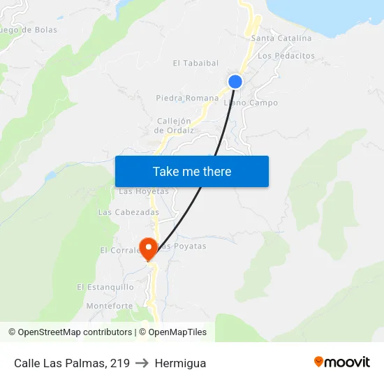 Calle Las Palmas, 219 to Hermigua map