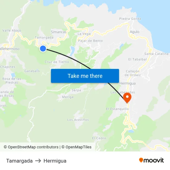 Tamargada to Hermigua map