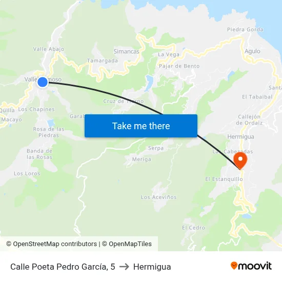 Calle Poeta Pedro García, 5 to Hermigua map