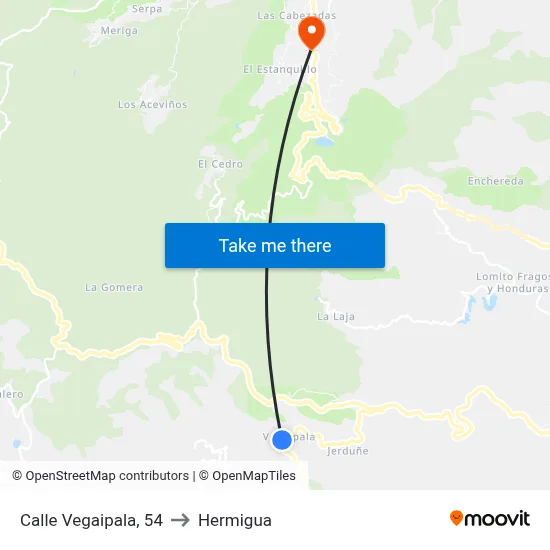 Calle Vegaipala, 54 to Hermigua map