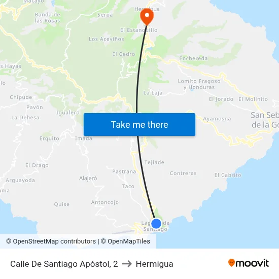 Calle De Santiago Apóstol, 2 to Hermigua map