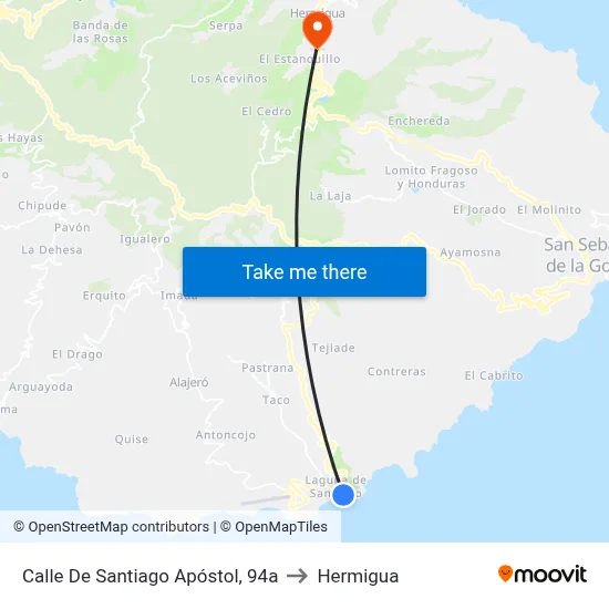 Calle De Santiago Apóstol, 94a to Hermigua map