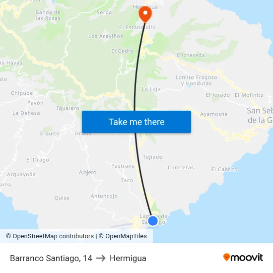 Barranco Santiago, 14 to Hermigua map