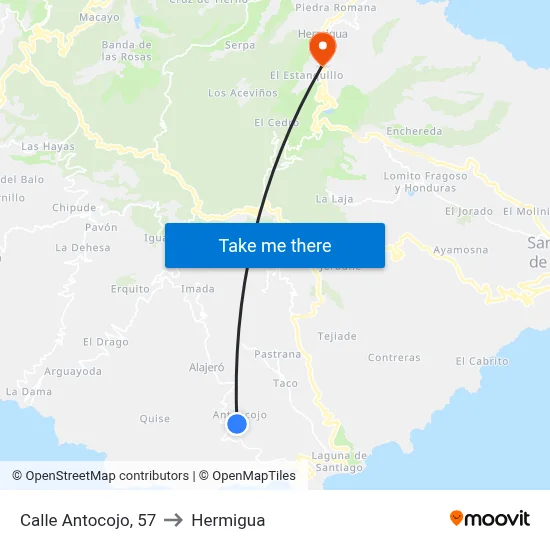 Calle Antocojo, 57 to Hermigua map