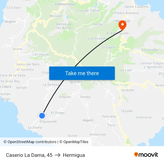 Caserio La Dama, 45 to Hermigua map