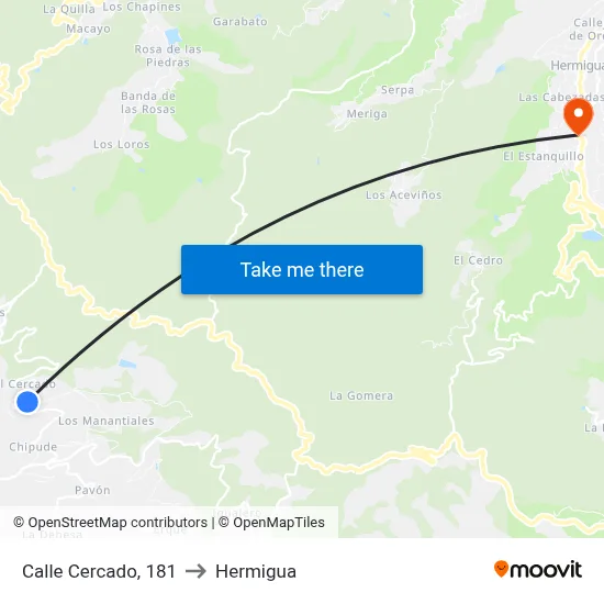 Calle Cercado, 181 to Hermigua map
