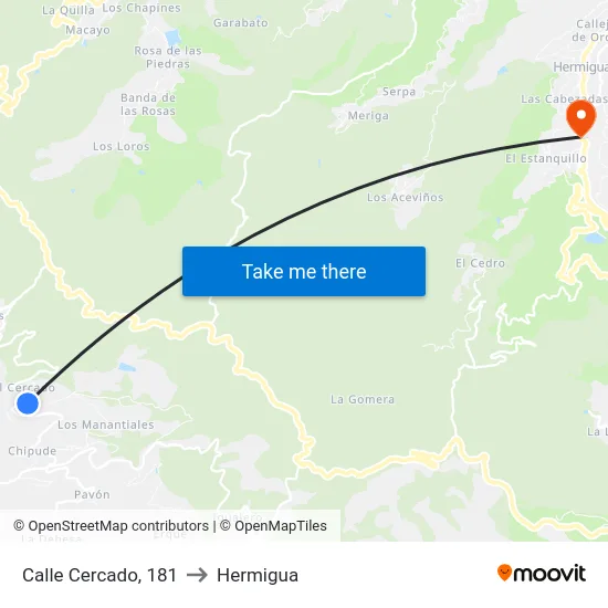 Calle Cercado, 181 to Hermigua map