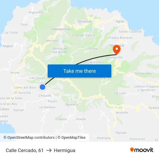Calle Cercado, 61 to Hermigua map
