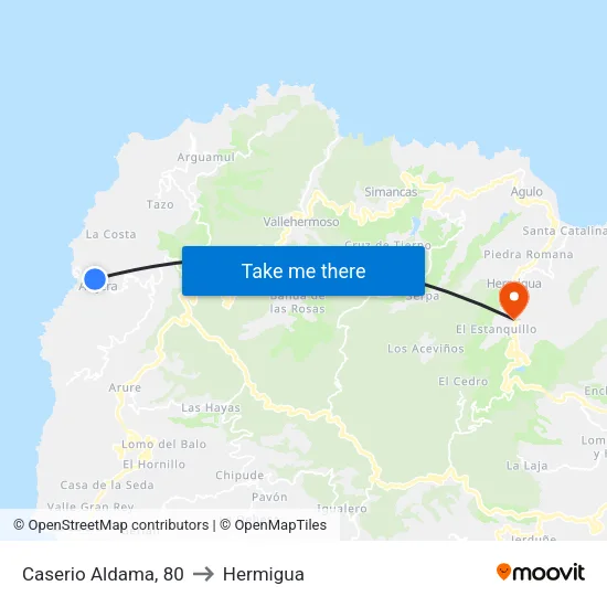 Caserio Aldama, 80 to Hermigua map