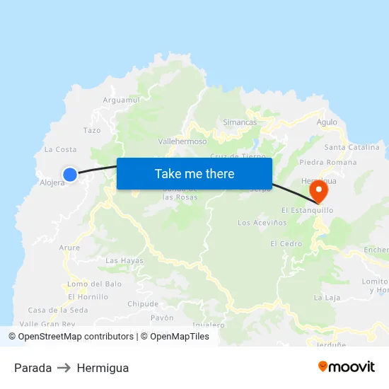 Parada to Hermigua map