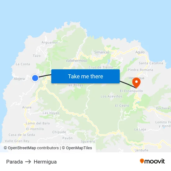 Parada to Hermigua map
