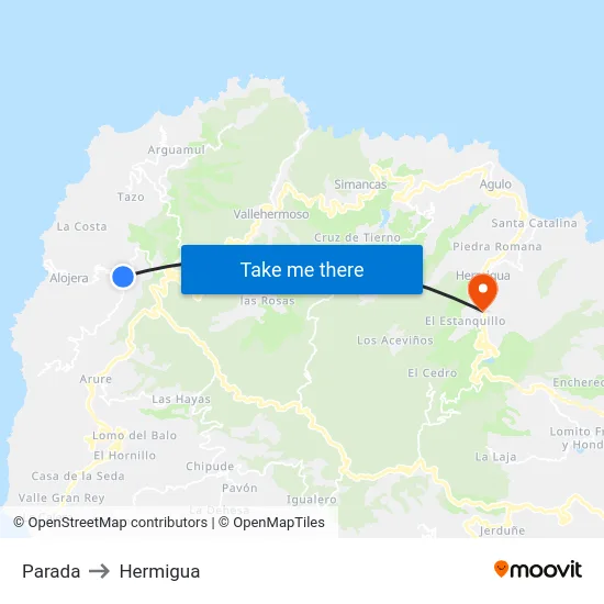 Parada to Hermigua map
