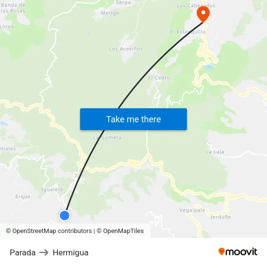 Parada to Hermigua map