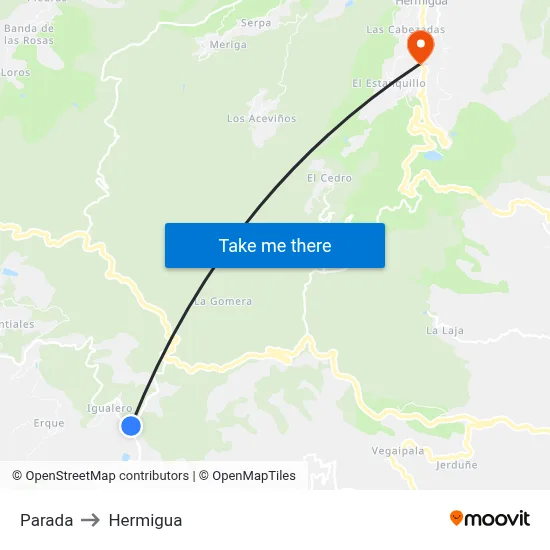 Parada to Hermigua map
