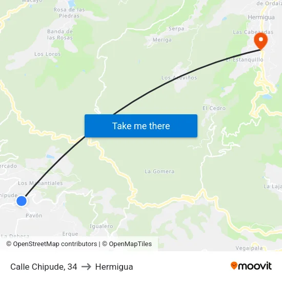Calle Chipude, 34 to Hermigua map