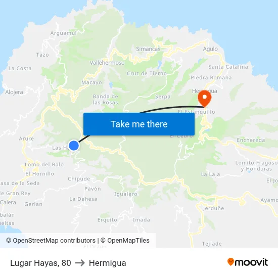 Lugar Hayas, 80 to Hermigua map