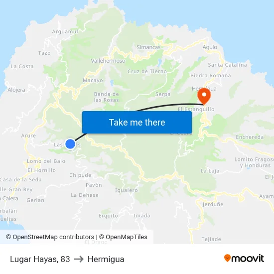 Lugar Hayas, 83 to Hermigua map