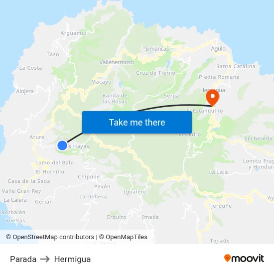 Parada to Hermigua map