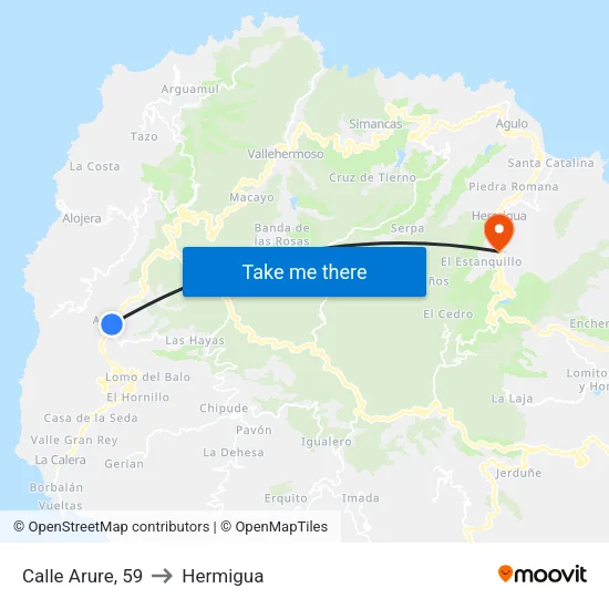 Calle Arure, 59 to Hermigua map