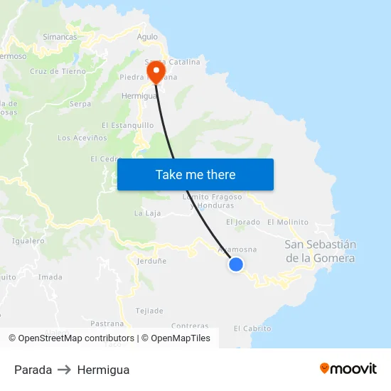 Parada to Hermigua map