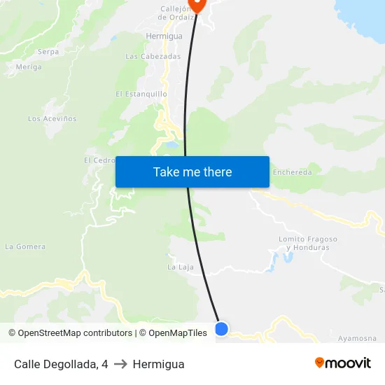 Calle Degollada, 4 to Hermigua map