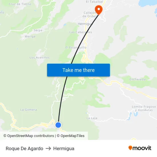 Roque De Agardo to Hermigua map