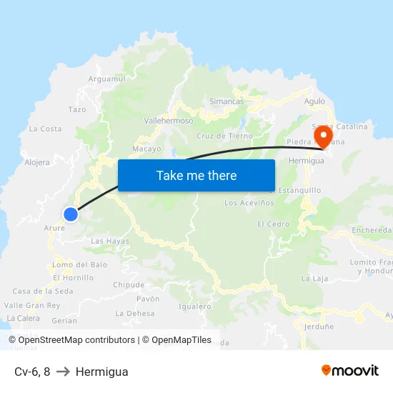 Cv-6, 8 to Hermigua map