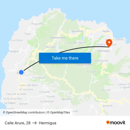 Calle Arure, 28 to Hermigua map