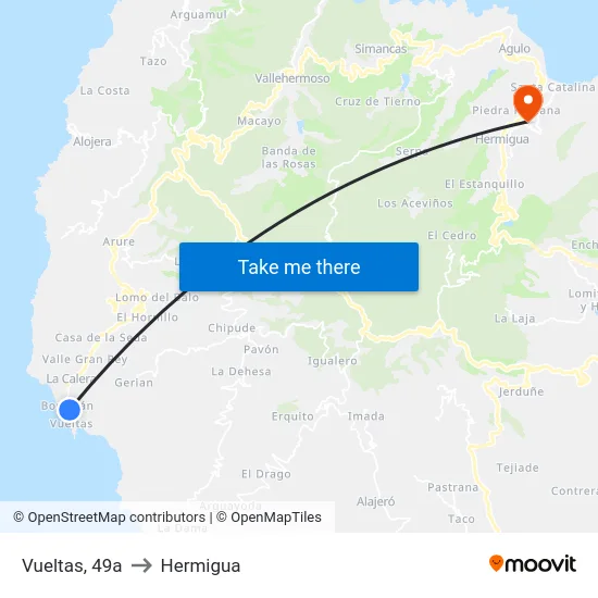 Vueltas, 49a to Hermigua map