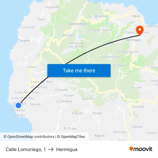 Calle Lomoriego, 1 to Hermigua map
