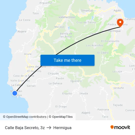 Calle Baja Secreto, 3z to Hermigua map