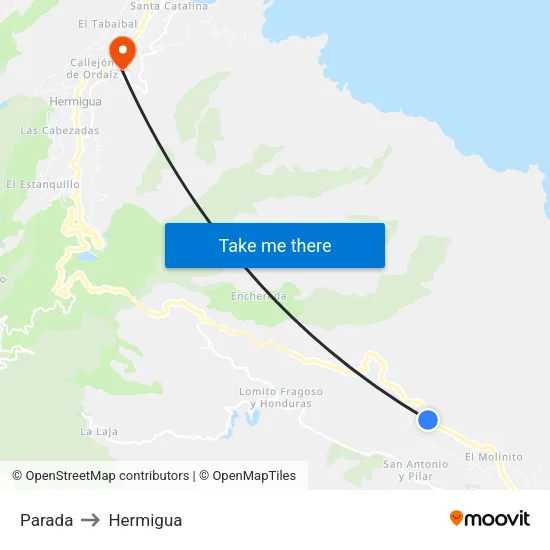 Parada to Hermigua map