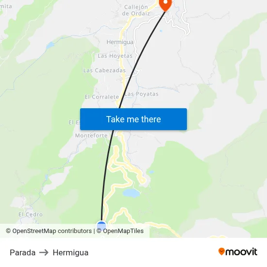 Parada to Hermigua map