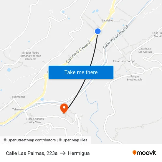 Calle Las Palmas, 223a to Hermigua map