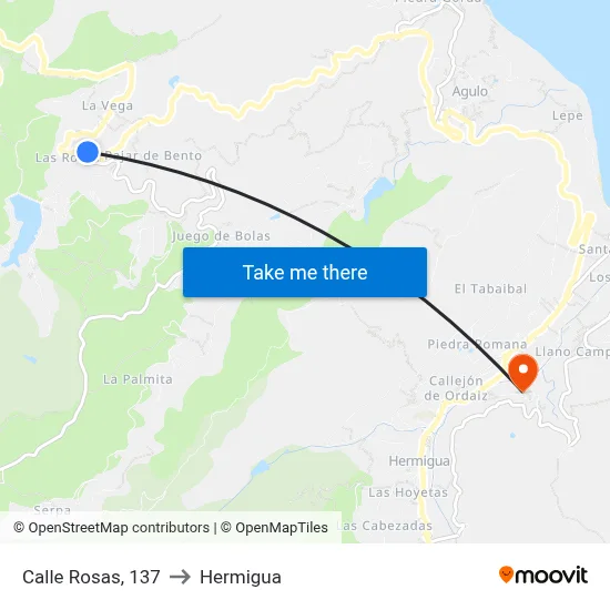 Calle Rosas, 137 to Hermigua map