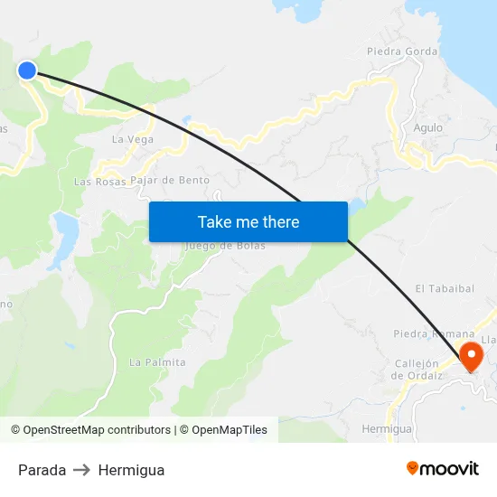 Parada to Hermigua map