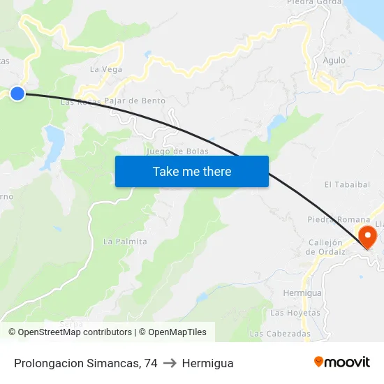 Prolongacion Simancas, 74 to Hermigua map