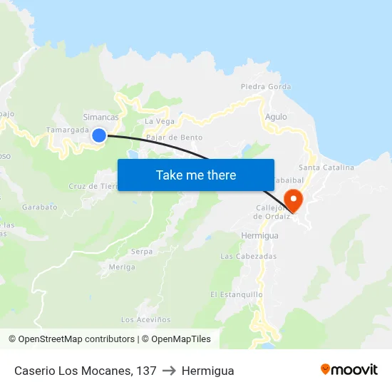 Caserio Los Mocanes, 137 to Hermigua map