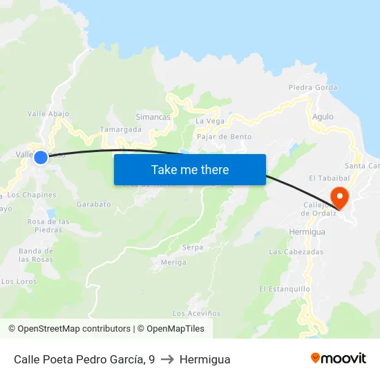 Calle Poeta Pedro García, 9 to Hermigua map