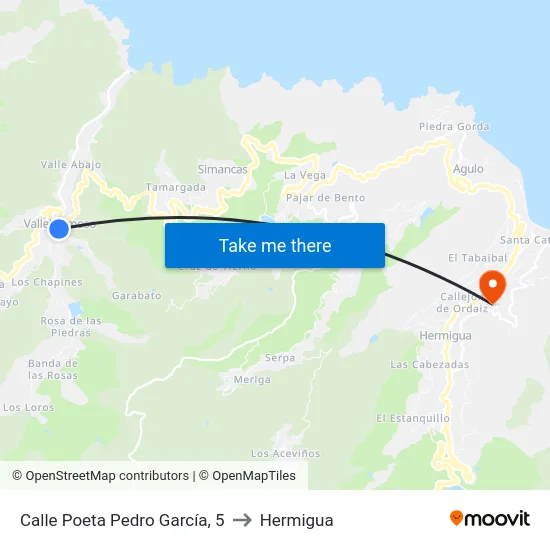 Calle Poeta Pedro García, 5 to Hermigua map