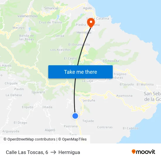 Calle Las Toscas, 6 to Hermigua map