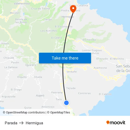 Parada to Hermigua map