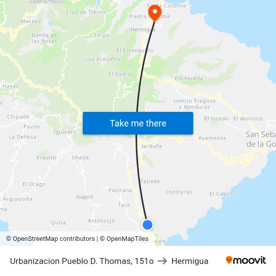 Urbanizacion Pueblo D. Thomas, 151o to Hermigua map